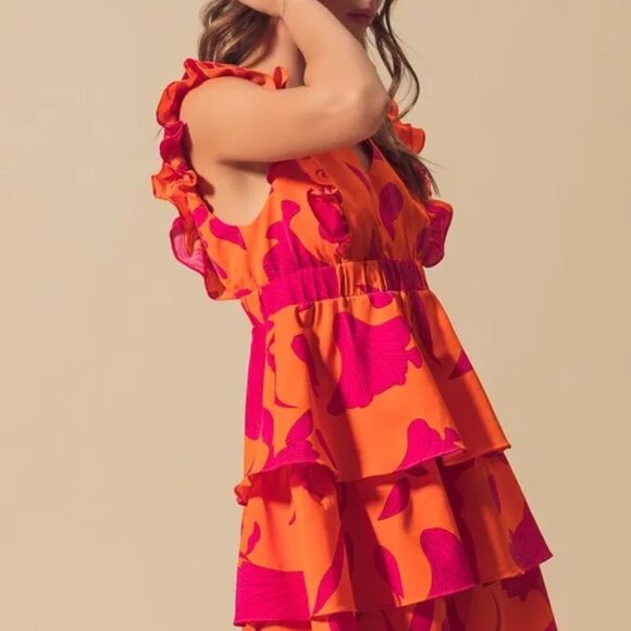 SO ME Floral V‎ Neck Layered Dress with Elasticized Waist - Picture 16 of 16